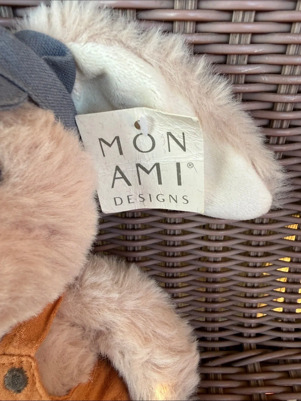 NWT Mon Ami Plush Toy Benjamin Bunny in Light Brown with Tan Overalls